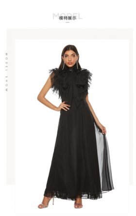 Summer banquet chiffon black dress - Osharede